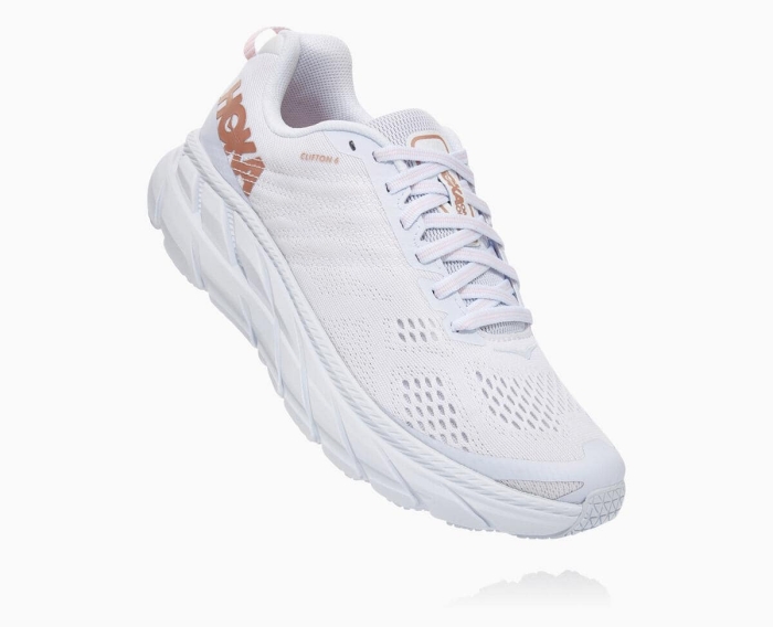 Hoka Løpesko Asfalt Tilbud - HOKA ONE ONE Clifton 6 Wide Dame Hvite [NO-78CLNY]